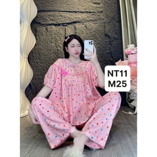 Tay ngắn phồng babydoll xòe tole lanh mặc mất và thấm hut mồ hôi dành cho nữ mặc nhà 40KG-70KG