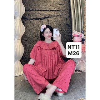 Tay ngắn phồng babydoll xòe tole lanh mặc mất và thấm hut mồ hôi dành cho nữ mặc nhà 40KG-70KG