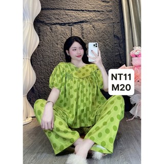 Tay ngắn phồng babydoll xòe tole lanh mặc mất và thấm hut mồ hôi dành cho nữ mặc nhà 40KG-70KG