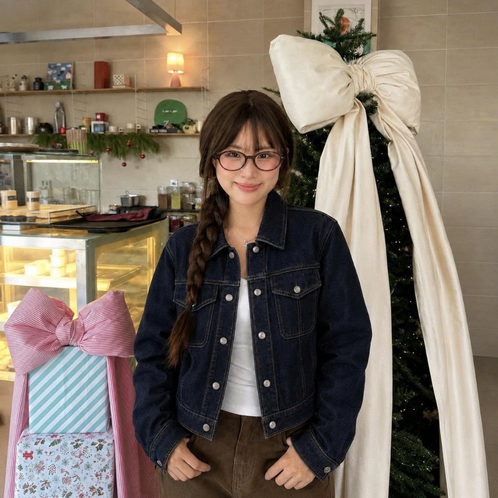 Áo Khoác Jean Nữ Phom Vừa CHEZI HOUSE, Áo Khoác Denim Trucker Xanh Than Wash Nhẹ Cao Cấp CHEZI HOUSE  #8235