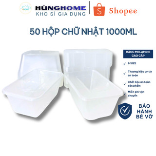 50 Hộp Chữ Nhật 1000ml Hân Thịnh Đựng Chân Gà, Rau Câu, Dùng 1 lần