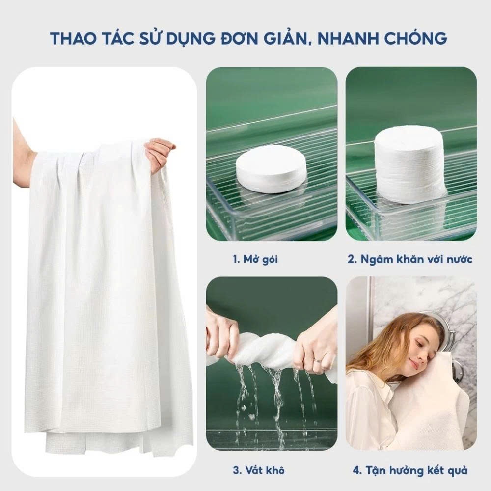 Khăn Tắm Nén Khổ Lớn 70x140cm Khăn Dùng 1 Lần Cotton Mềm Mịn Thấm Hút Tốt Mang Đi Du Lịch Công Tác