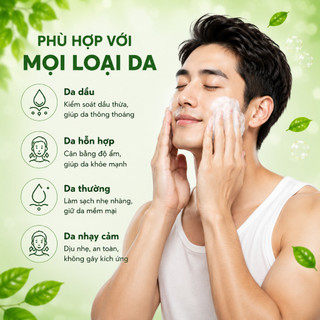 Sữa Rửa Mặt Nam Eliza For Men Hoa Cúc 100g, Chiết Xuất Trà Xanh Giúp Sạch Dầu Nhờn Hỗ Trợ Ngừa Mụn Sáng Da