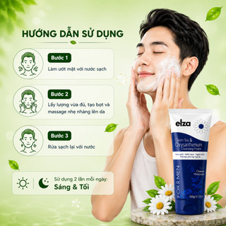 Sữa Rửa Mặt Nam Eliza For Men Hoa Cúc 100g, Chiết Xuất Trà Xanh Giúp Sạch Dầu Nhờn Hỗ Trợ Ngừa Mụn Sáng Da