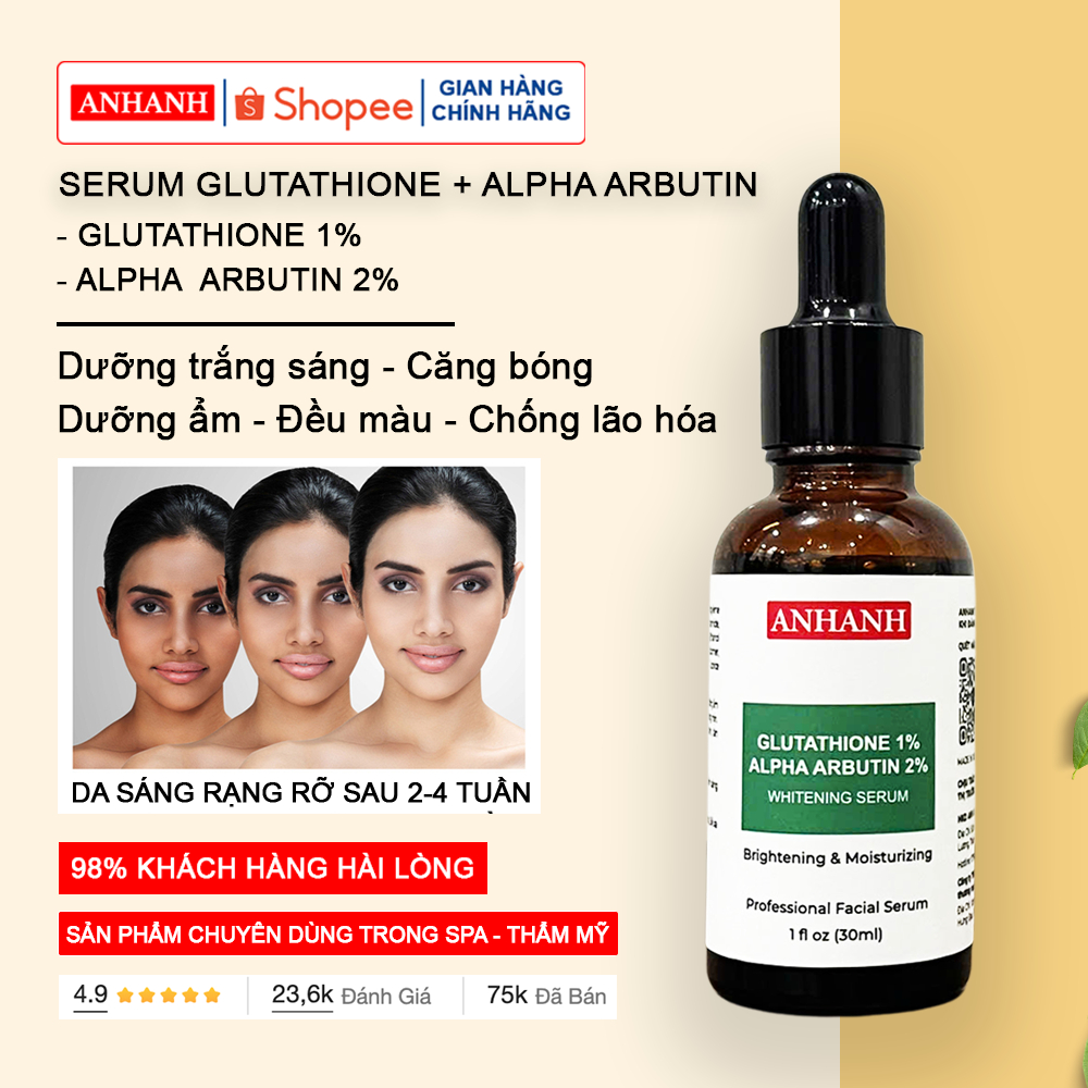 Serum whitening Alpha Arbutin - Glutathione trắng sáng da, chống lão hóa, đều màu da ANHANH