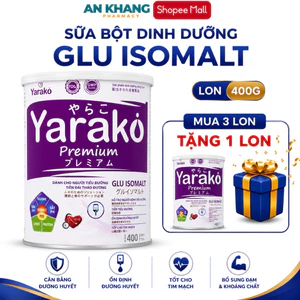 Sữa Yarako Premium Glu Isomalt – Sữa Dành Riêng Cho Người Tiểu Đường & Tiền Đái Tháo Đường - Lon 400/900G00/900