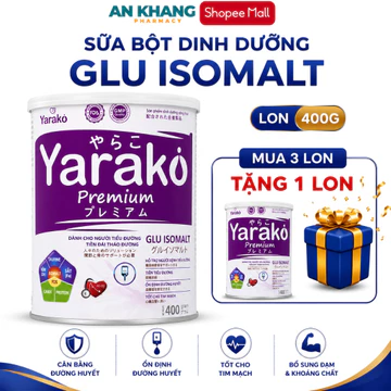 Sữa Yarako Premium Glu Isomalt – Sữa Dành Riêng Cho Người Tiểu Đường & Tiền Đái Tháo Đường - Lon 400/900G00/900
