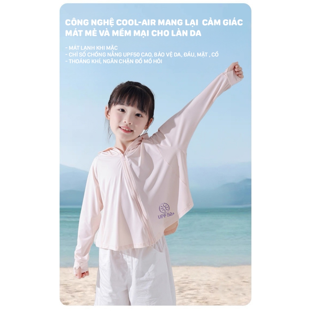 Áo Chống Nắng Cánh Dơi Cho Bé BETOP, Công Nghệ Cool Air Thoáng Khí, Chỉ Số Chống Tia UV Cao, Mềm Mát Cao Cấp