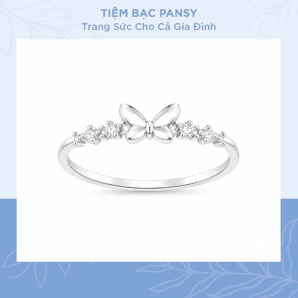Nhẫn bạc nữ PANSY mặt hồ điệp tiny mảnh viền đá lấp lánh - Nhẫn bạc thiết kế hình chú bướm nhỏ xinh xắn bằng bạc ta