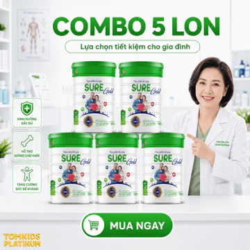 Combo 5 Lon Sữa Sure Gold Bổ Sung Canxi Giúp Hỗ Trợ Xương Chắc Khỏe Và Tăng Đề Kháng Người Cao Tuổi