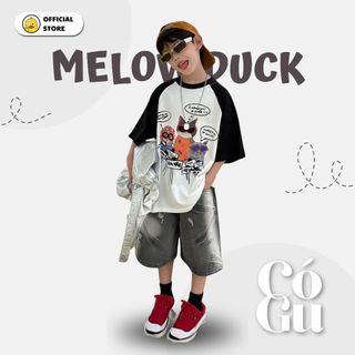 Quần Ngắn Jean Bé Trai Xám Wax Trắng Túi Trước Mellow Duck (4-13 Tuổi) B2604046