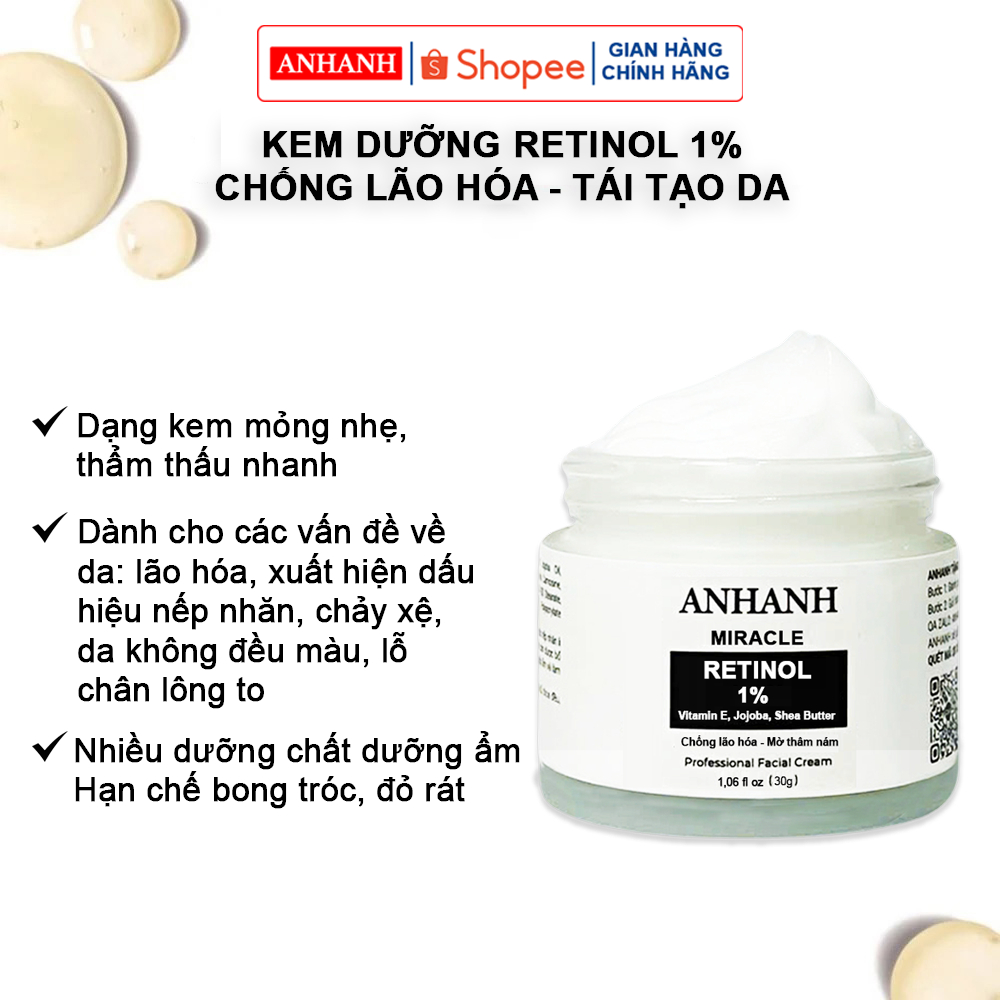 Retinol chống lão hóa, mờ nếp nhăn ANHANH, sáng da, mềm mại, đều màu