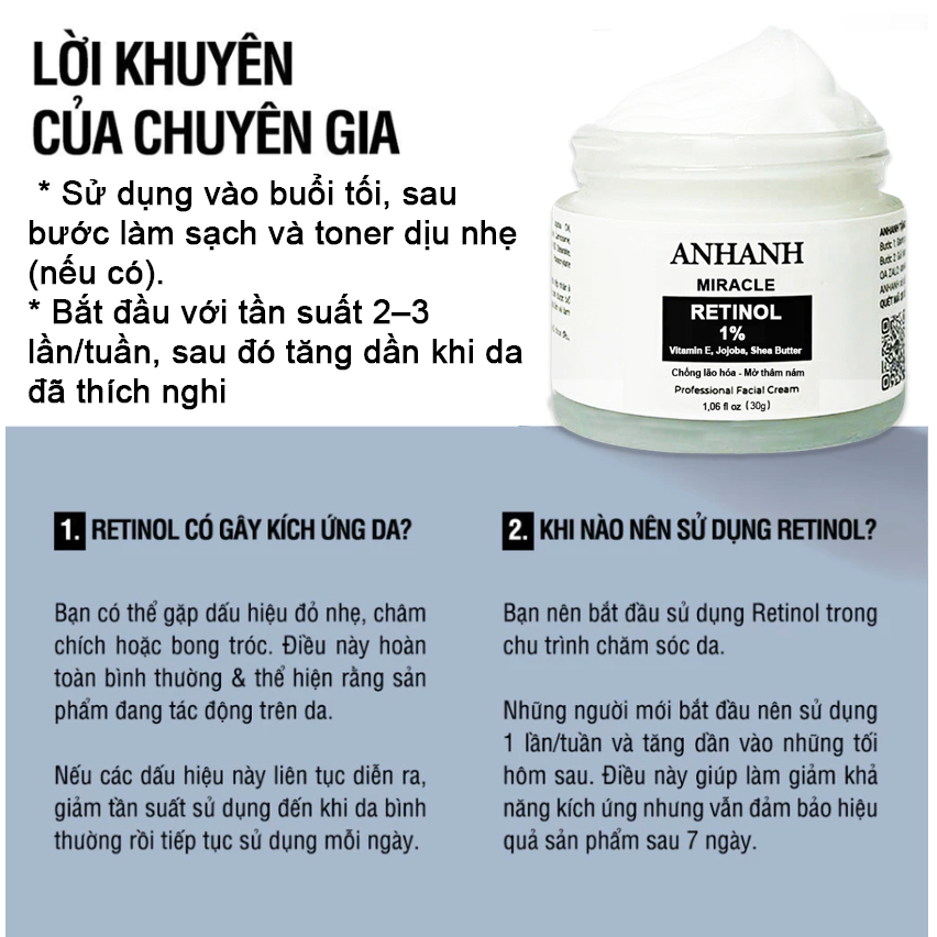 Retinol chống lão hóa, mờ nếp nhăn ANHANH, sáng da, mềm mại, đều màu