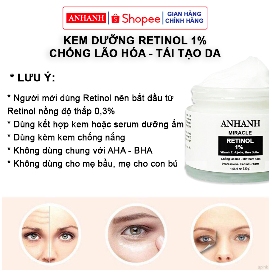 Retinol chống lão hóa, mờ nếp nhăn ANHANH, sáng da, mềm mại, đều màu