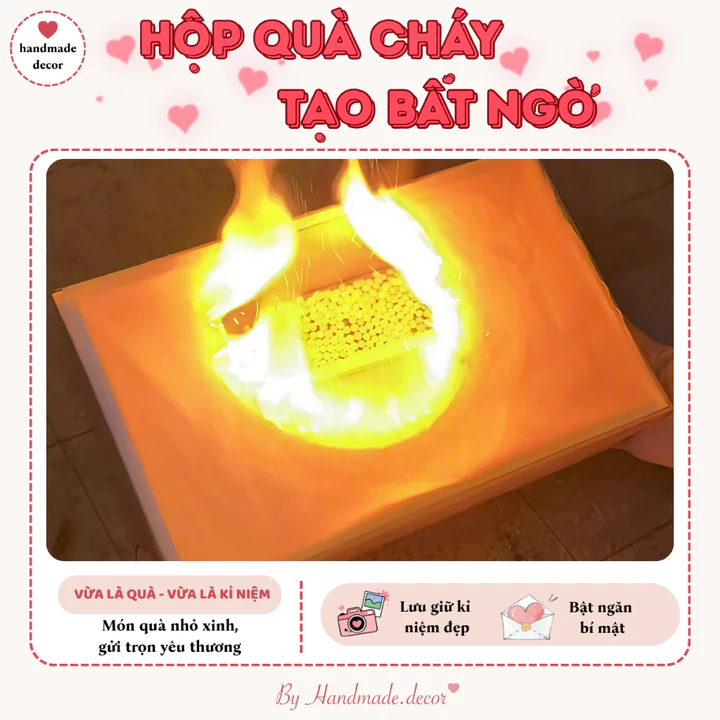 Hộp đựng quà cháy tạo bất ngờ độc lạ,có 3 size phù hợp với nhiều quà tặng khác nhau, an toàn sử dụng
