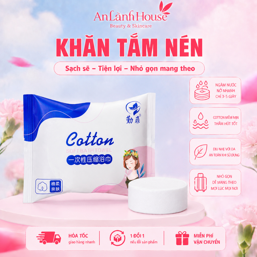 Khăn Tắm Nén Khổ Lớn 70x140cm Khăn Dùng 1 Lần Cotton Mềm Mịn Thấm Hút Tốt Mang Đi Du Lịch Công Tác