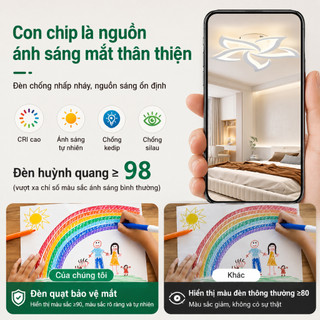 GOGEOUS Đèn Ốp Trần LED 54W 3 Màu Ánh Sáng Có Remote Cho Phòng Khách Phòng Ngủ【COD】