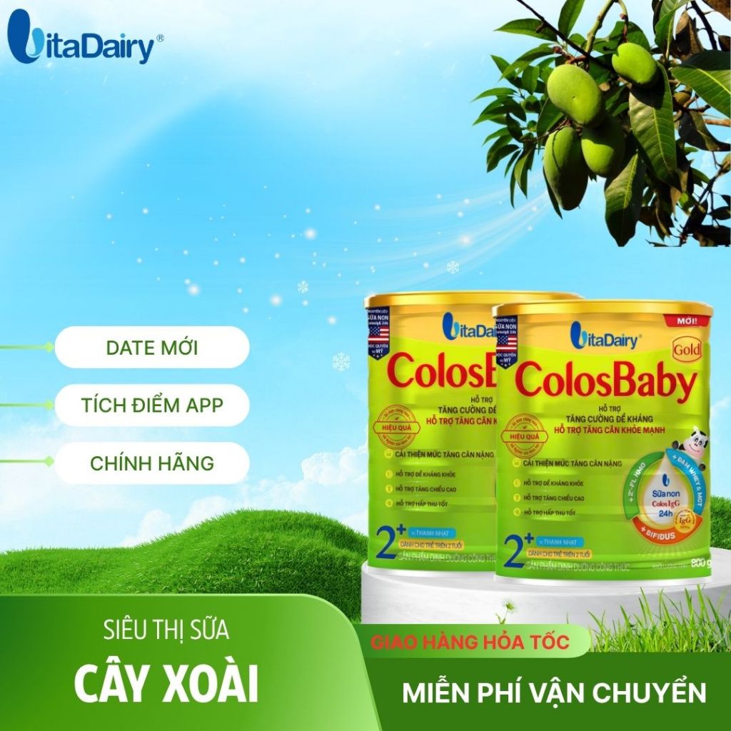 Combo 4-12 Hộp Colosbaby Gold Cải Tiến L800g (Vị Nhạt), Sữa công thức lên cân nhanh,. Vitadairy.