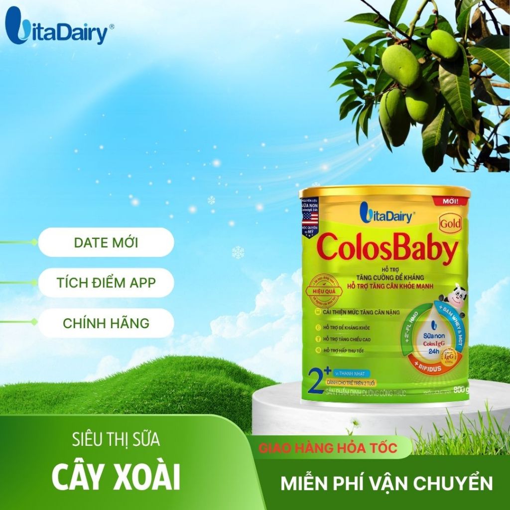 Combo 4-12 Hộp Colosbaby Gold Cải Tiến L800g (Vị Nhạt), Sữa công thức lên cân nhanh,. Vitadairy.