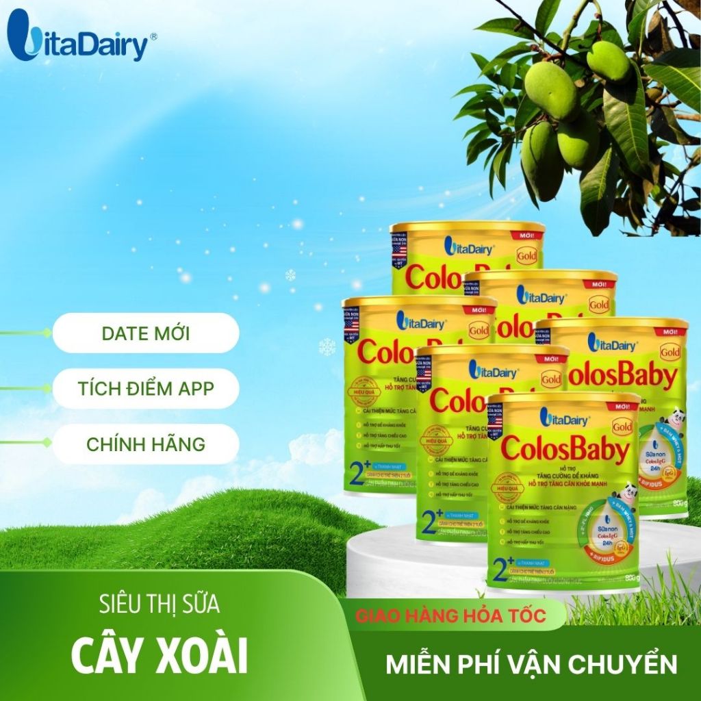Combo 4-12 Hộp Colosbaby Gold Cải Tiến L800g (Vị Nhạt), Sữa công thức lên cân nhanh,. Vitadairy.