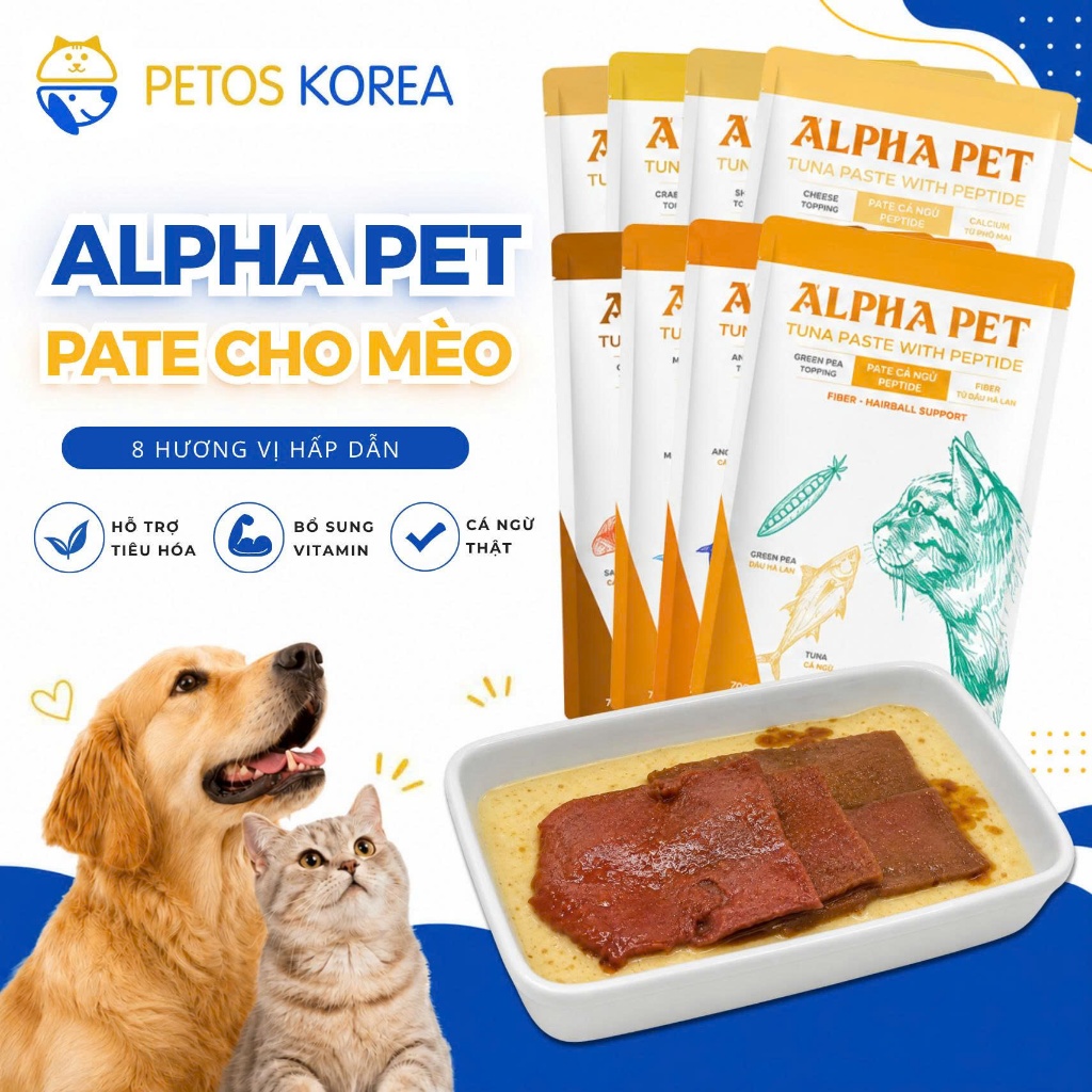 [COMBO 12-24GÓI]Pate cho mèo Alpha Pet 60g Việt Nam gói nhỏ tiện lợi 8 vị cá ngừ phô mai tôm cá hồi thơm ngon