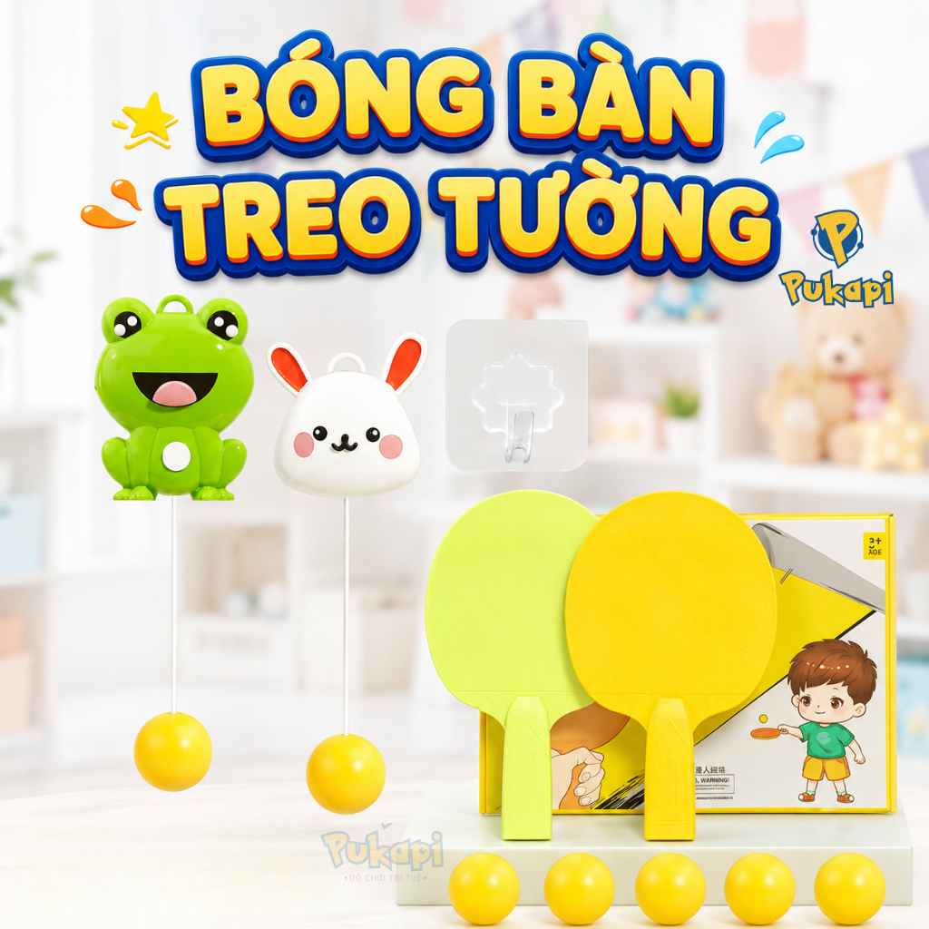 Bóng Bàn Treo Tường Bóng Bàn Ếch Xanh Thỏ Trắng Bóng Nhựa Bóng Bàn Treo Cho Bé Đồ Chơi Bóng Bàn - Đồ Chơi Cho Bé PUKAPI
