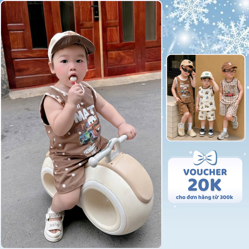 [À ƠI SHOP] H01- set 3 bộ ba lỗ màu nâu phối hình ask - a100.168