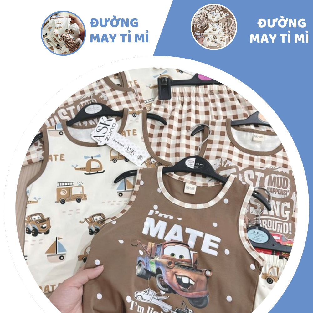 [À ƠI SHOP] H01- set 3 bộ ba lỗ màu nâu phối hình ask - a100.168