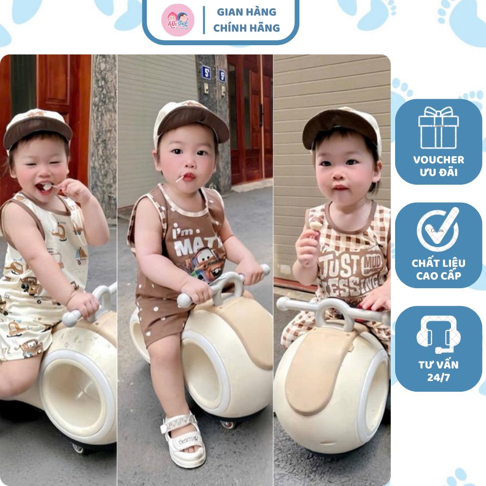 [À ƠI SHOP] H01- set 3 bộ ba lỗ màu nâu phối hình ask - a100.168