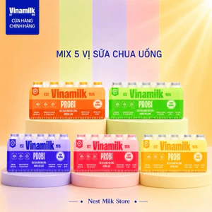 Mix 5 Vị Sữa Chua Uống Men Sống Vinamilk Probi 65ml Giảm Đường