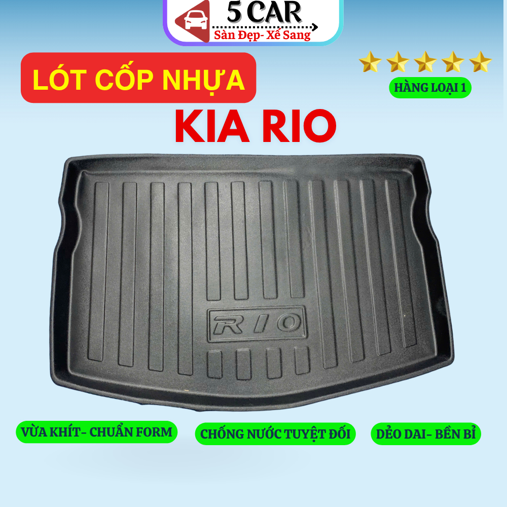 LÓT CỐP xe Kia Rio Hatchback, Hyundai I20, nhựa dẻo siêu đẹp, siêu bền, chống thấm nước, không mùi, vừa khít xe