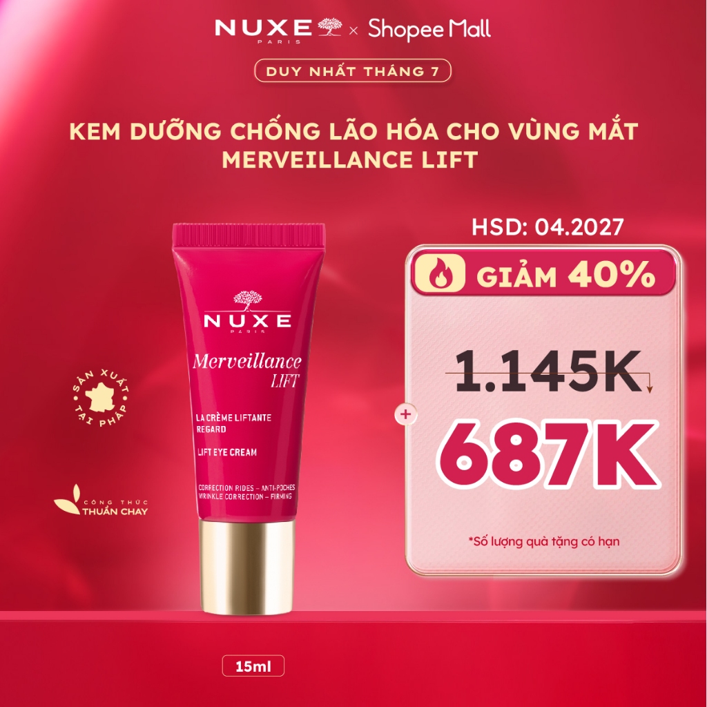 [LOW DATE] Kem dưỡng nâng cơ và chống lão hóa chuyên sâu cho vùng mắt NUXE Merveillance LIFT Lift Eye Cream 15ml
