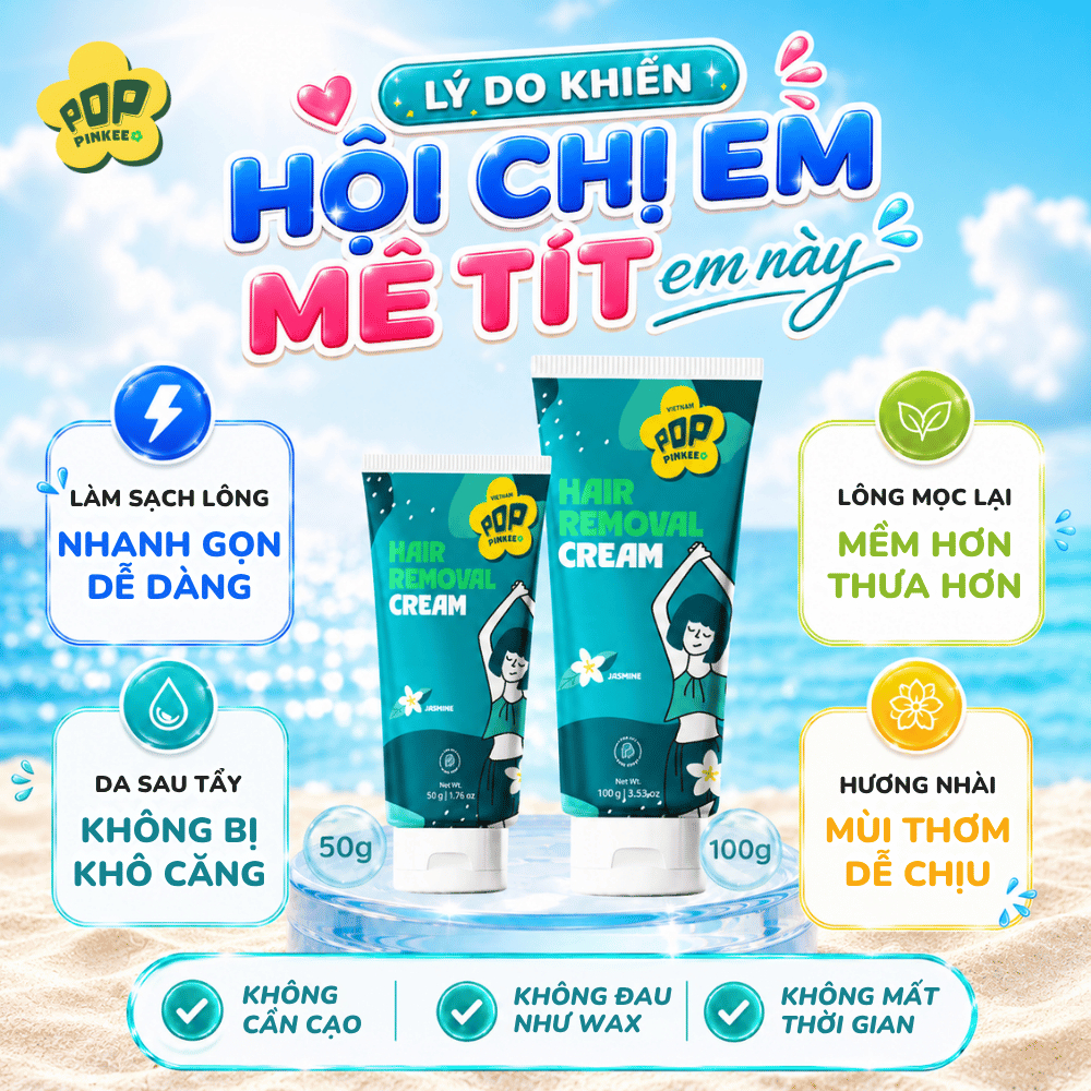 Kem Tẩy Lông Pop Pinkee - Nhẹ Dịu, Tẩy Lông Êm Ái