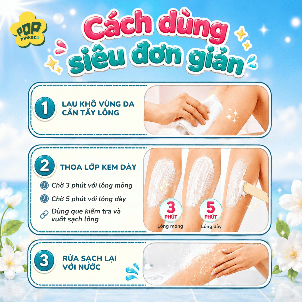 Kem Tẩy Lông Pop Pinkee - Nhẹ Dịu, Tẩy Lông Êm Ái