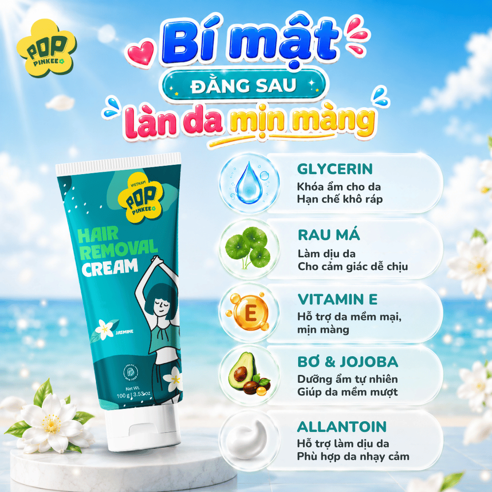 Kem Tẩy Lông Pop Pinkee - Nhẹ Dịu, Tẩy Lông Êm Ái