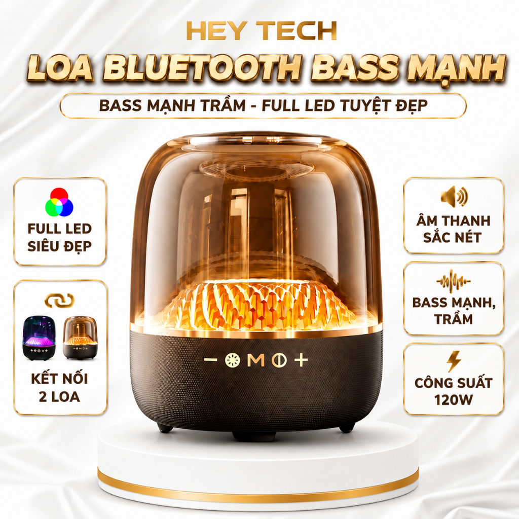 Loa Bluetooth Bass Mạnh, Loa Nghe Nhạc Không Dây Core X L98 Pro, LED Theo Nhạc, Ghép Đôi 2 Loa, 150W