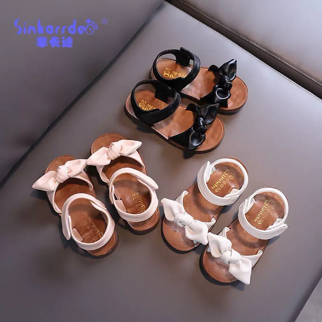 (Order) Dép quai hậu hình nơ buộc to đế mềm dành cho bé gái
