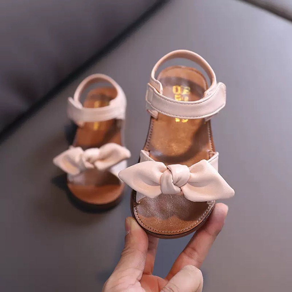 (Order) Dép quai hậu hình nơ buộc to đế mềm dành cho bé gái