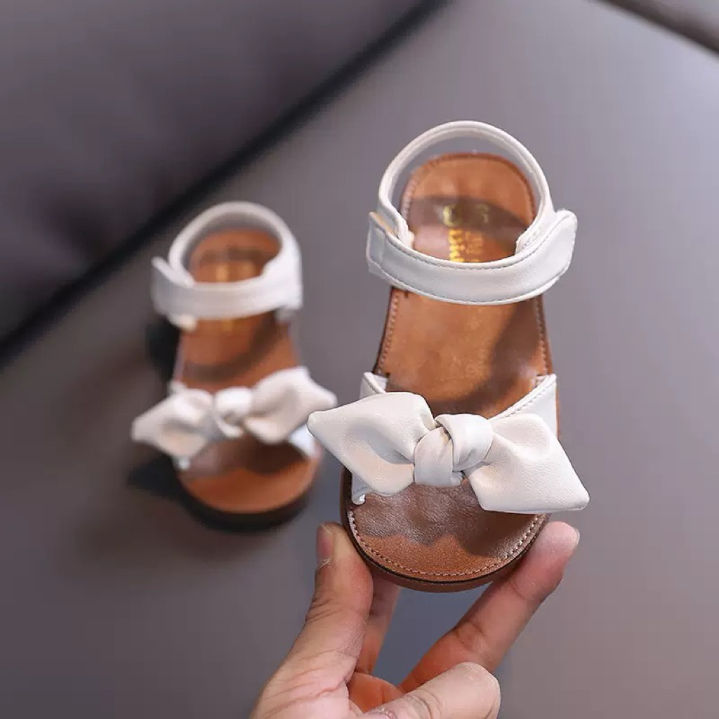(Order) Dép quai hậu hình nơ buộc to đế mềm dành cho bé gái