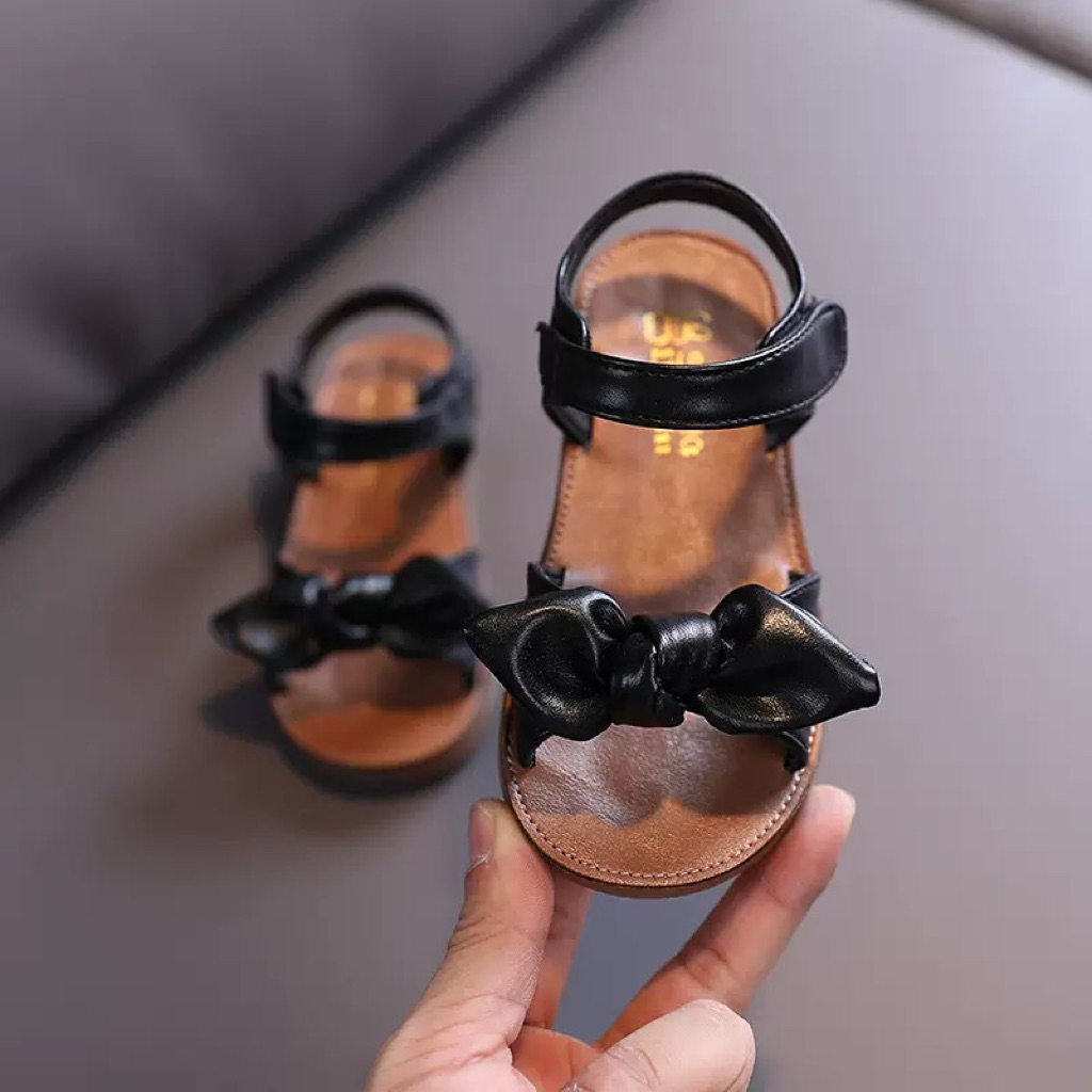 (Order) Dép quai hậu hình nơ buộc to đế mềm dành cho bé gái