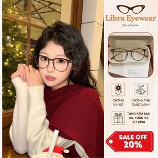 [MUA 1 TẶNG 1 PHỤ KIỆN]Kính Cận Gọng Vuông Mắt Tròn, Gọng Cận Nhựa Phối Kim Loại Hàn Quốc Mắt C