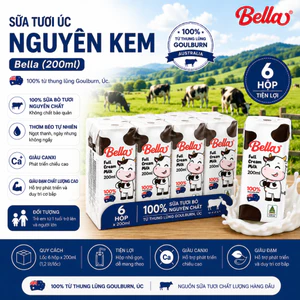 6 Hộp Sữa Tươi Nguyên Kem Bella Úc 200ml Chính Hãng Sữa Bò Tươi Nhập Khẩu Hương Vị Tự Nhiên