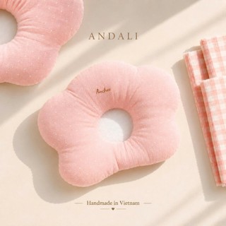 Gối Muslin Hình Hoa Anchee - Gối Lõm Chống Méo Đầu Cho Trẻ Sơ Sinh, Cotton 100%, Êm Ái Thoáng Khí