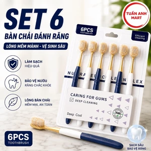 Combo 2 vỉ Set 6 bàn chải đánh răng nội địa Trung lông mềm, chải siêu êm, làm sạch sâu đánh sạch mảng bám dễ sử dụng