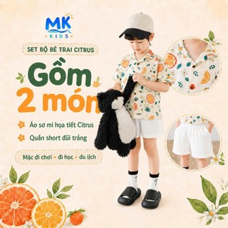 Set Bộ Bé Trai Citrus MK Kids Áo Sơ Mi Họa Tiết Mát Mẻ - Đi Chơi Đi Biển Mùa Hè - Chất Đũi Tơ 2-8 Tuổi