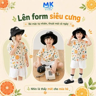 Set Bộ Bé Trai Citrus MK Kids Áo Sơ Mi Họa Tiết Mát Mẻ - Đi Chơi Đi Biển Mùa Hè - Chất Đũi Tơ 2-8 Tuổi