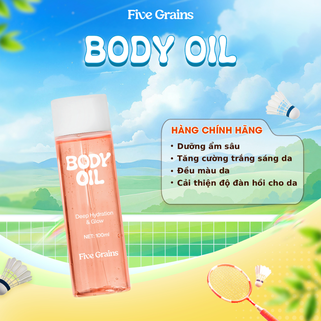 Dầu Dưỡng Thể Five Grains Body Oil Dưỡng Ẩm, Tăng cường dưỡng sáng da 100ml