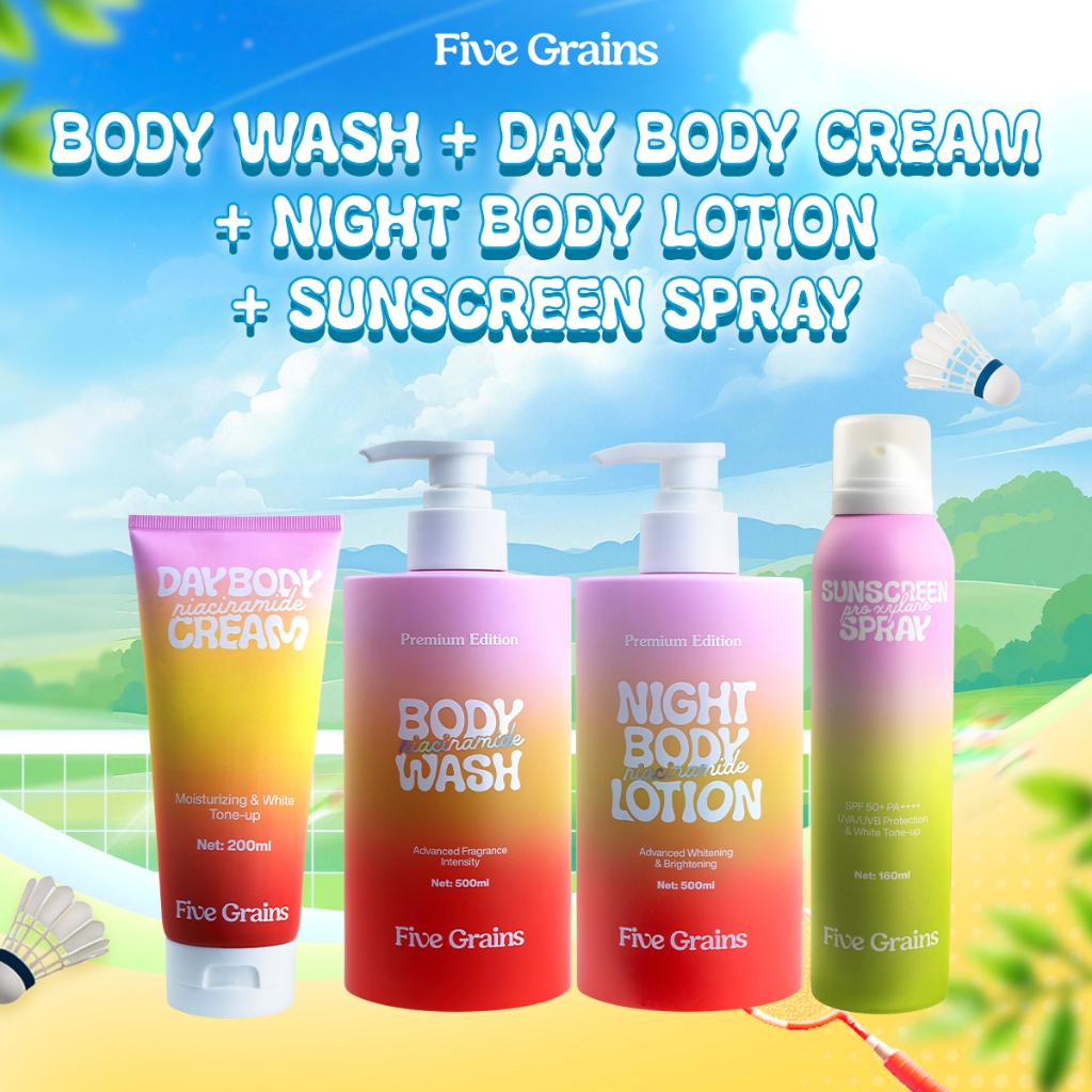 Combo sáng da, tái tạo và bảo vệ toàn diện(Sữa tắm 500ML&Kem dưỡng ban ngày 200ML&ban đêm 500ML&Xịt chống nắng 160ML)