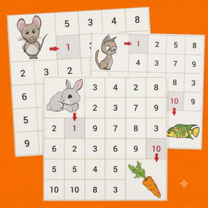 Mê cung số, tư duy logic, phát triển khả năng quan sát, bộ gồm 5tờ được in giấy a4, in màu