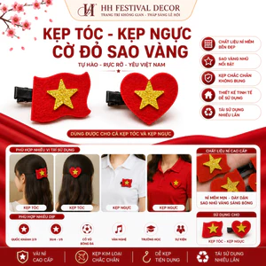 Set 10 Kẹp Tóc Kẹp Ngực Cờ Đỏ Sao Vàng Cài Áo Cài Tóc Xinh xắn Cổ Vũ Quốc Khánh 2/9 Sự Kiện Lễ Hội